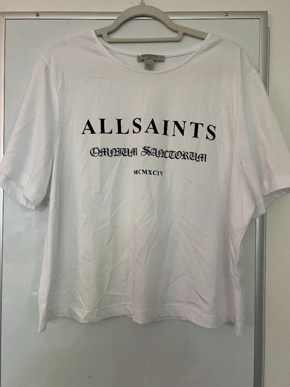 AllSaints White Organic Cotton Graphic T-Shirt L